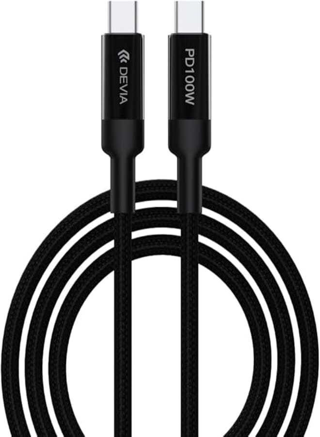 DEVIA MP-71-0 EC309 Extreme Speed 100W PD Type-C Fast Cable, 1.5 Meter Length, Black
